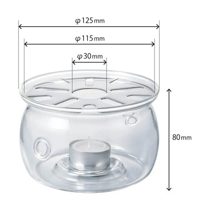 Heatproof Glass Tea Warmer with Stainless Steel Plate &amp; Candle - 12.5cm