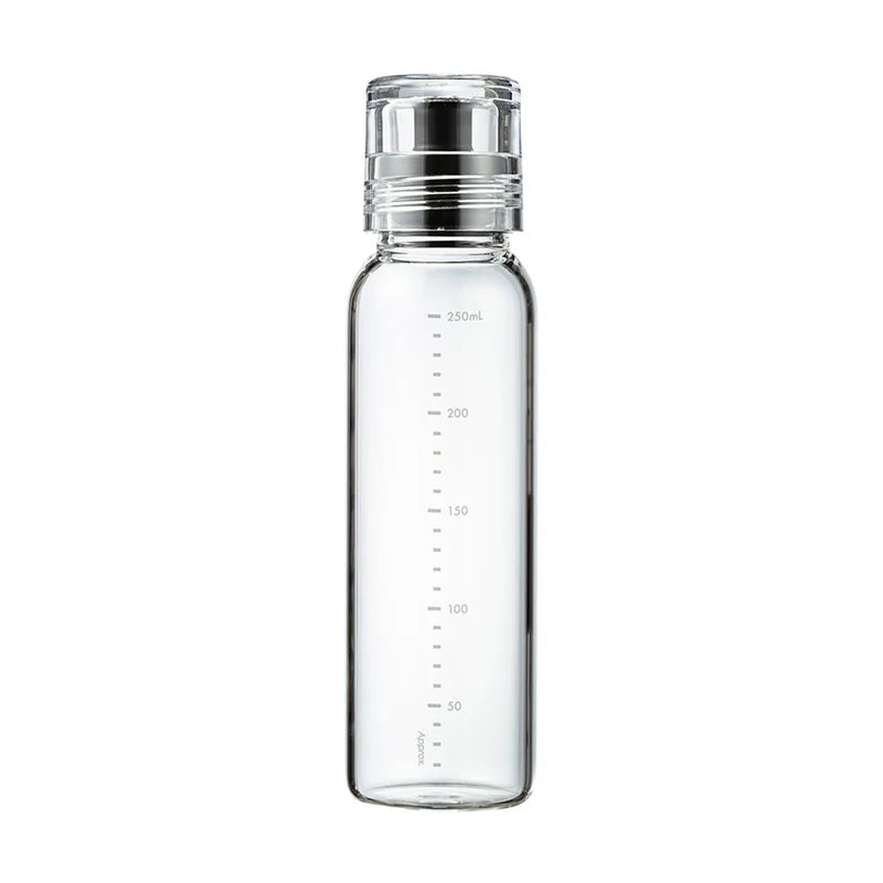 Slim Heatproof Glass Dressing Bottle with Non-Drip Spout - 250ml, Black