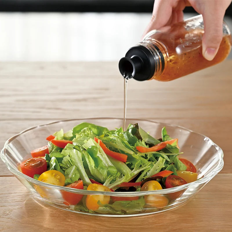 Slim Heatproof Glass Dressing Bottle with Non-Drip Spout - 250ml, Black