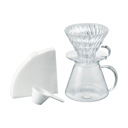V60 Glass Pour-Over Coffee Brewing Kit with Server &amp; Filters - 1-4 Cups