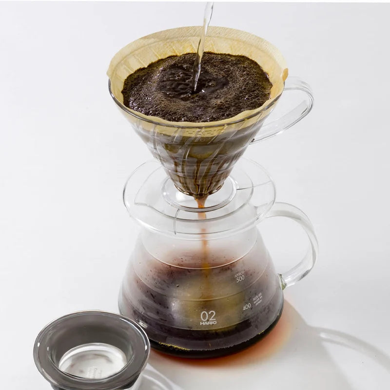 V60 Heatproof Glass Coffee Server with Glass Lid - 600ml