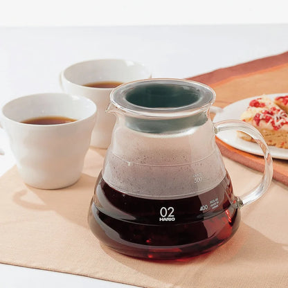 V60 Heatproof Glass Coffee Server with Glass Lid - 600ml