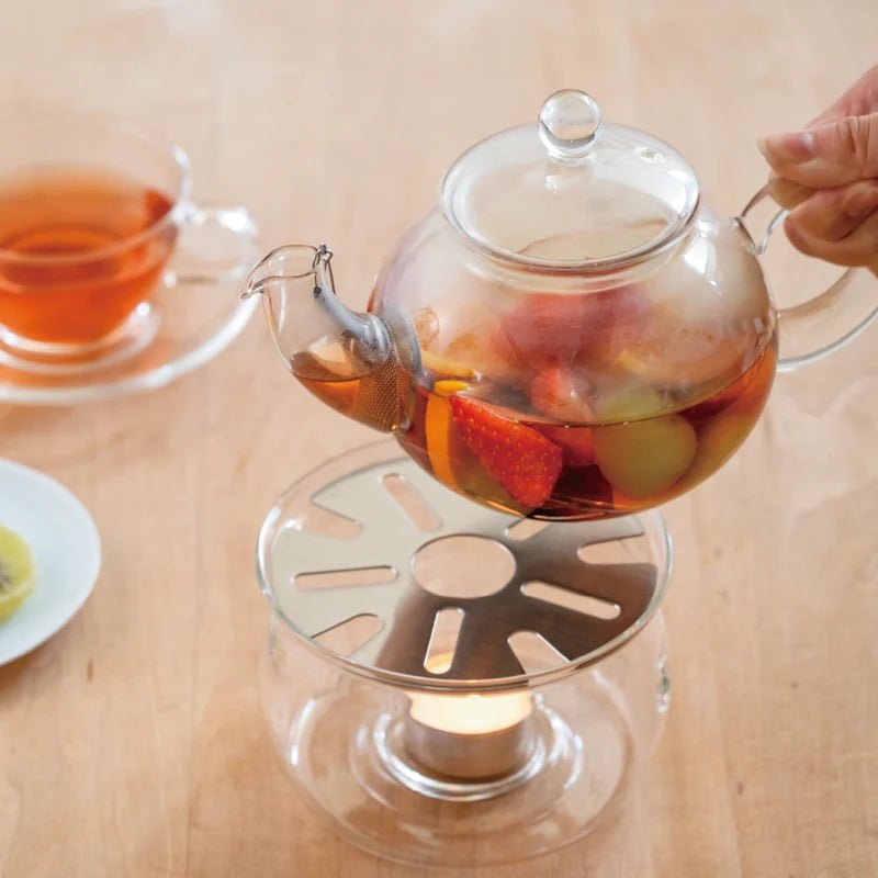 Heatproof Glass Tea Warmer with Stainless Steel Plate &amp; Candle - 12.5cm