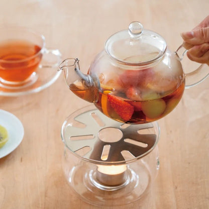 Heatproof Glass Tea Warmer with Stainless Steel Plate &amp; Candle - 12.5cm