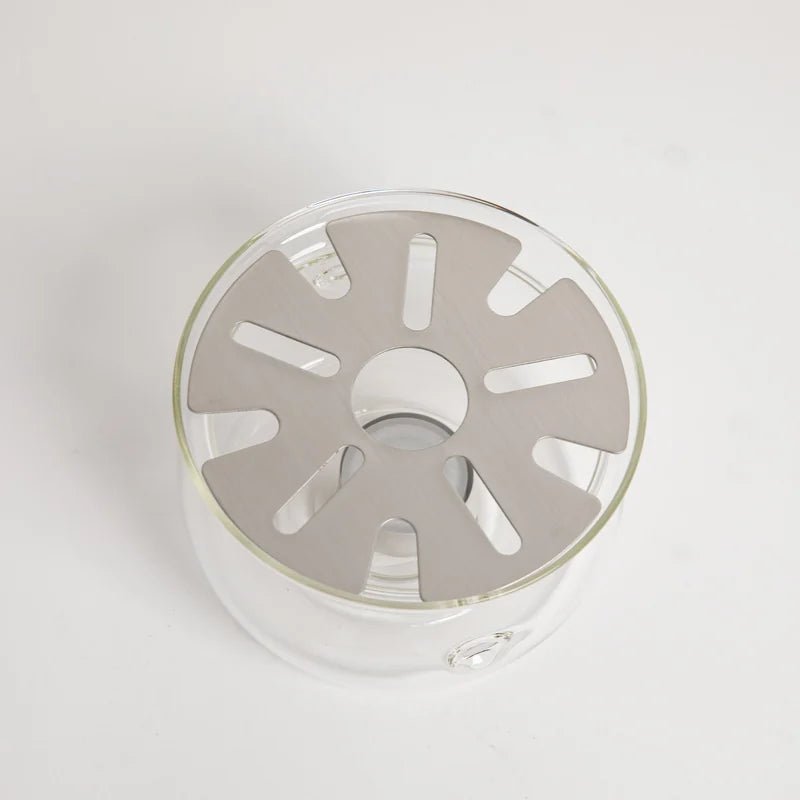 Heatproof Glass Tea Warmer with Stainless Steel Plate &amp; Candle - 12.5cm