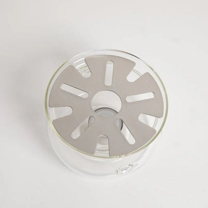 Heatproof Glass Tea Warmer with Stainless Steel Plate &amp; Candle - 12.5cm