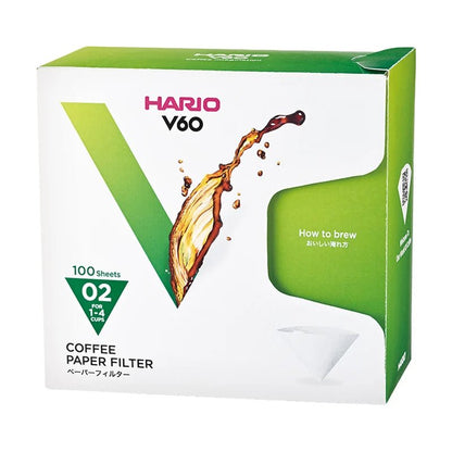 V60 White Paper Coffee Filters, Size 02 - 100pcs