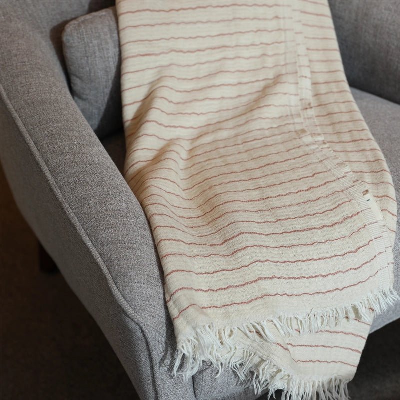 HAWA Alice Cotton Striped Throw/Blanket - Waha Lifestyle - Kuwait