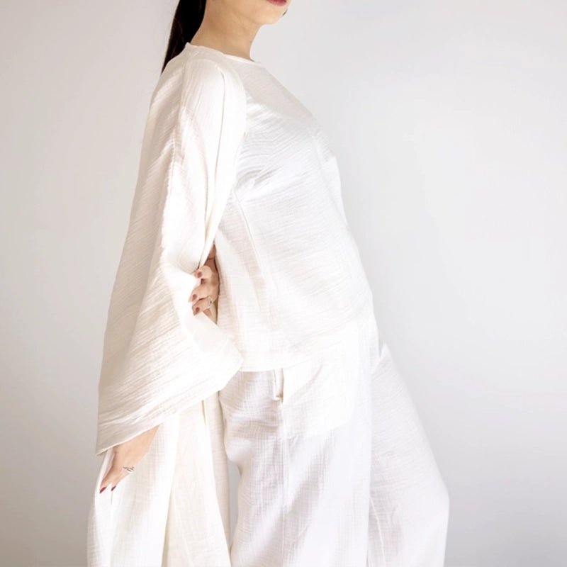 Cotton Kimono Kaftan Set - White