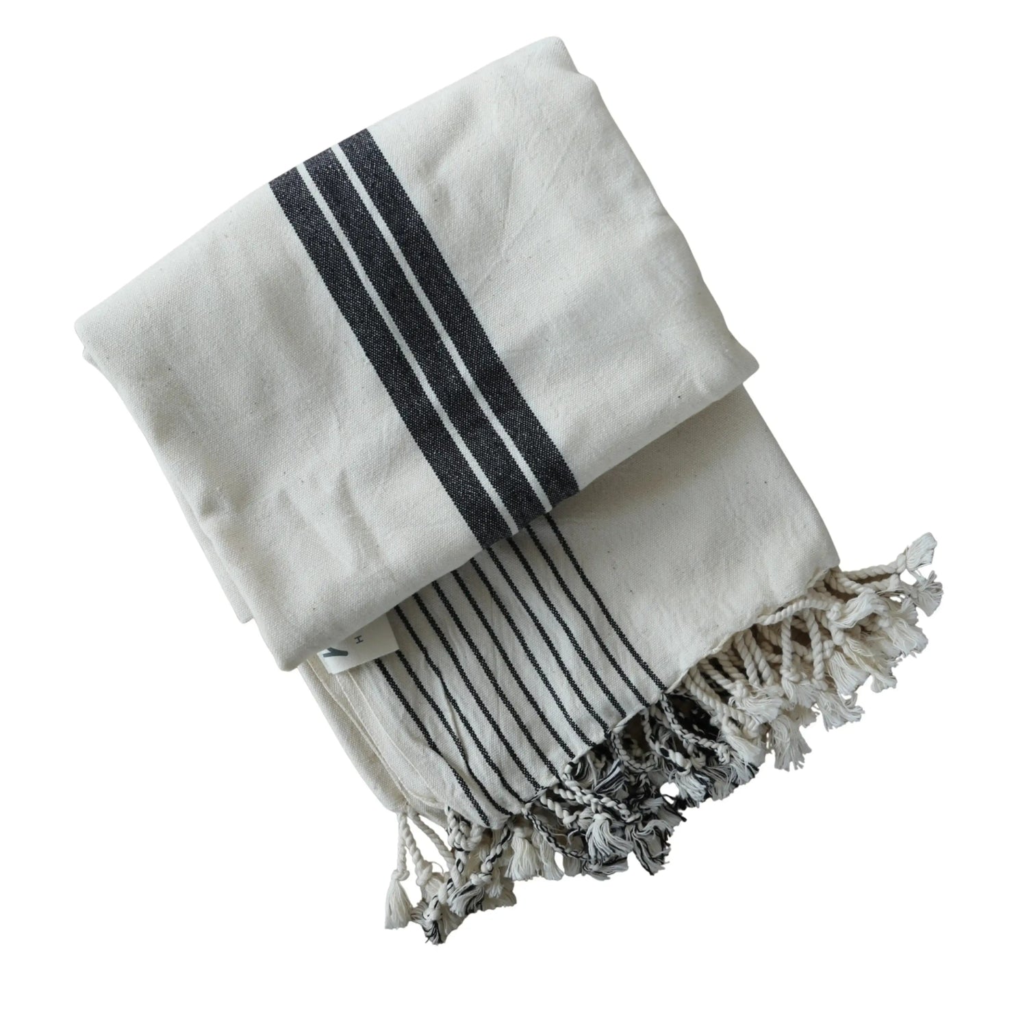 HAWA Lima Nature Striped Cotton Beach Towel with Short Fringe in Kuwait - Waha Lifestyle