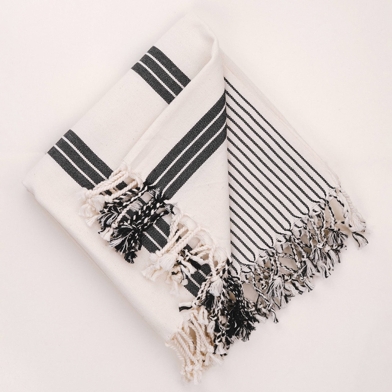 HAWA Lima Nature Striped Cotton Beach Towel with Short Fringe in Kuwait - Waha Lifestyle