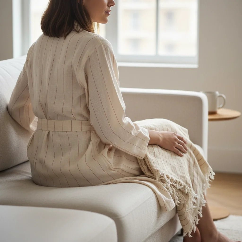 HAWA Rest &amp; Restore Cotton Kimono &amp; Throw Set in Kuwait - Waha Lifestyle