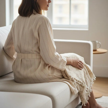 HAWA Rest &amp; Restore Cotton Kimono &amp; Throw Set in Kuwait - Waha Lifestyle