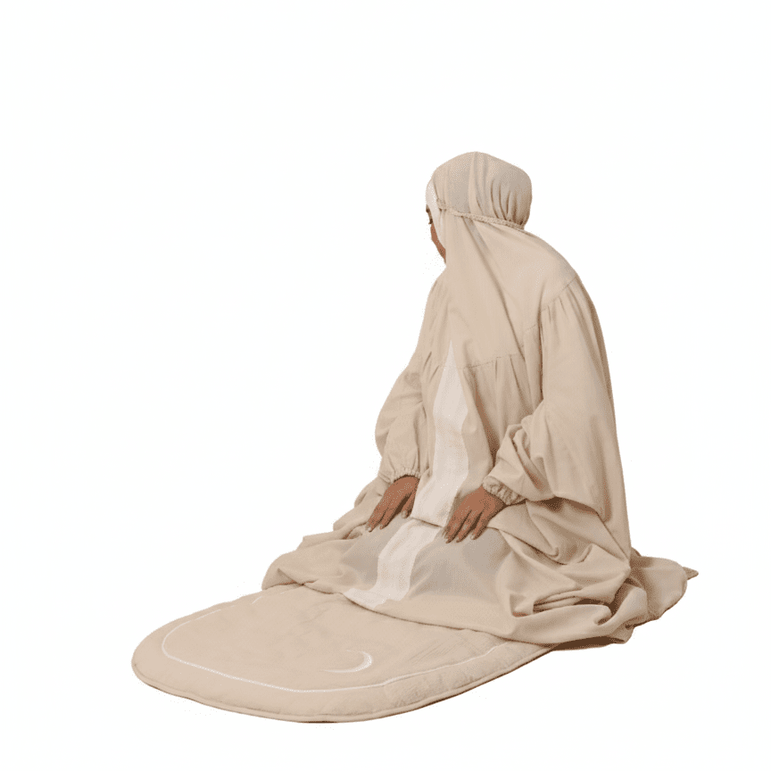 HAWA Soft &amp; Lightweight Prayer Dress &amp; Mat Set - Beige in Kuwait - Waha Lifestyle