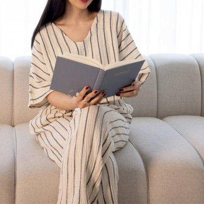 HAWA Sundown Stripe 2 - Piece Cotton Set - Navy Blue - Waha Lifestyle