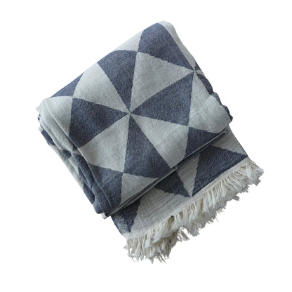 HAWA Tria Triangle Pattern Cotton Beach Towel with Twisted Fringe in Kuwait - Waha Lifestyle