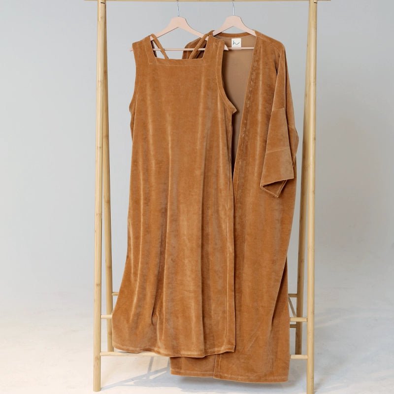 HAWA Velvet Kimono Set - Terracotta in Kuwait - Waha Lifestyle