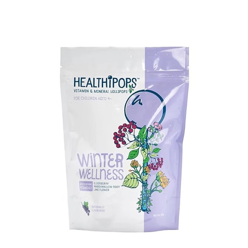 Winter Wellness Lollipops for Coughs &amp; Colds - Blackcurrant Flavour - 12pcs
