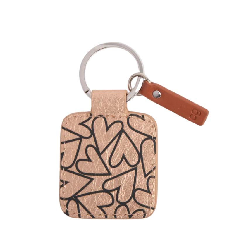 Hearts Print Tab Keyring - Rose Gold - Waha Lifestyle