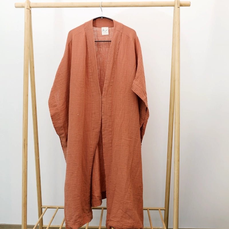 Horae Cotton Kimono Without Sleeves - Cinnamon - Waha Lifestyle