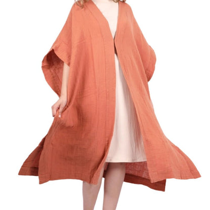 Horae Cotton Kimono Without Sleeves - Cinnamon - Waha Lifestyle