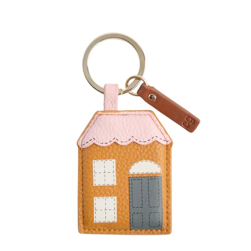 House Shaped Keyring - Tan/Pink - Waha Lifestyle