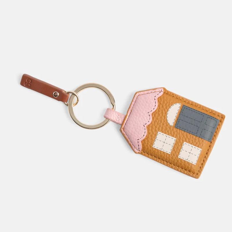 House Shaped Keyring - Tan/Pink - Waha Lifestyle