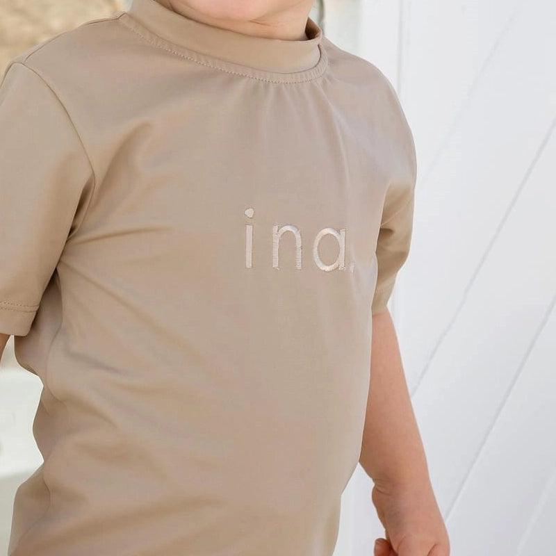 Ina Pullover Kids Rash Shirt With Short Sleeves - Unisex - Sand - Waha Lifestyle