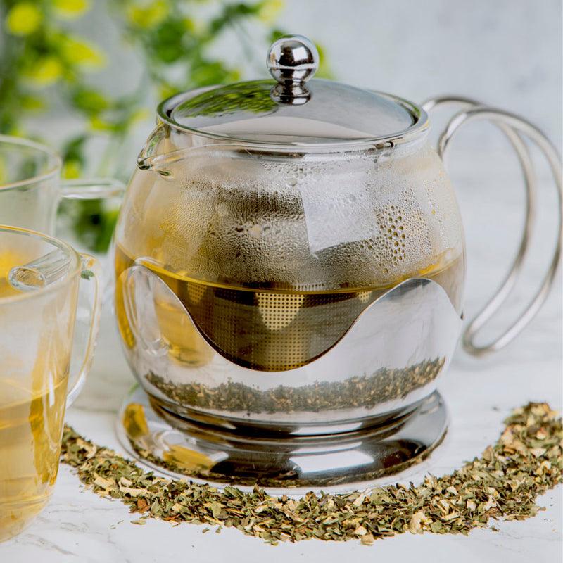 Izmir Stainless Steel &amp; Glass Loose Leaf Teapot - Waha Lifestyle