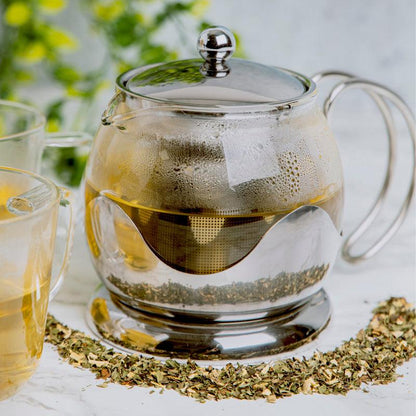 Izmir Stainless Steel &amp; Glass Loose Leaf Teapot - Waha Lifestyle