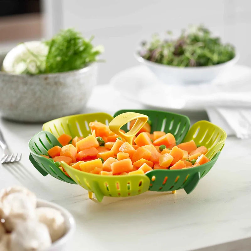Bloom Folding Steamer Basket for Pans 18cm and Up - Green
