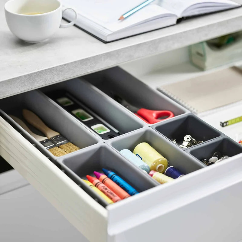 Blox Modular Clip-Together Drawer Organizer Set - 7pcs, Grey