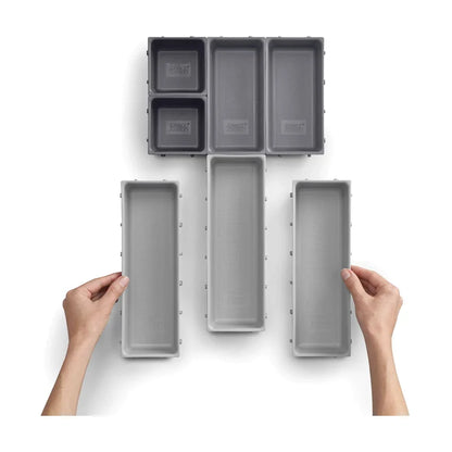 Blox Modular Clip-Together Drawer Organizer Set - 7pcs, Grey