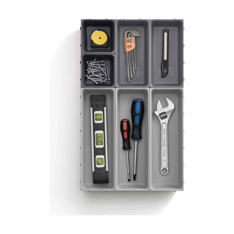 Blox Modular Clip-Together Drawer Organizer Set - 7pcs, Grey