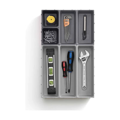 Blox Modular Clip-Together Drawer Organizer Set - 7pcs, Grey