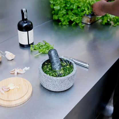 Dash Granite Pestle &amp; Mortar with Reversible Bamboo Lid - 15.5cm