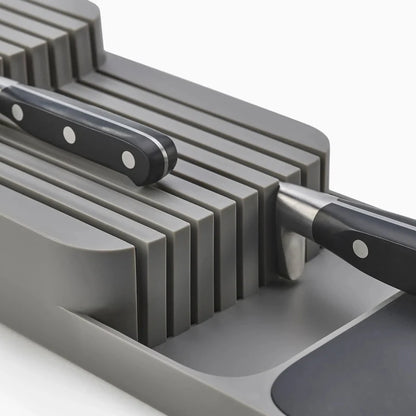 DrawerStore Compact 2-Tier Knife Organizer for 9 Knives - Grey