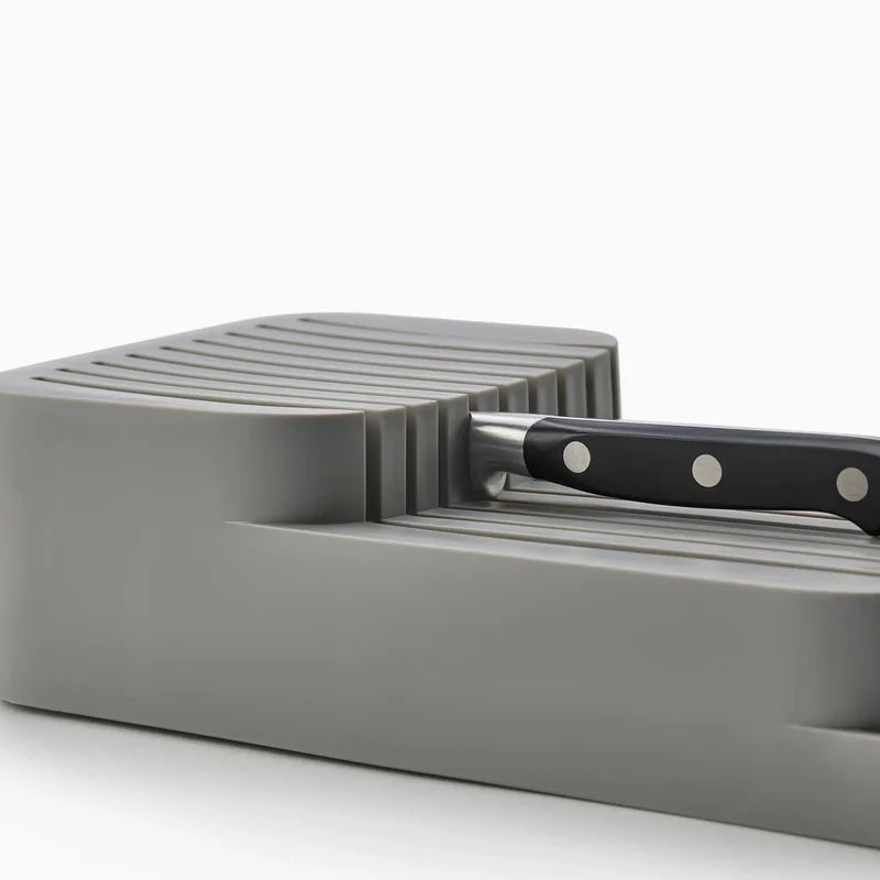 DrawerStore Compact 2-Tier Knife Organizer for 9 Knives - Grey