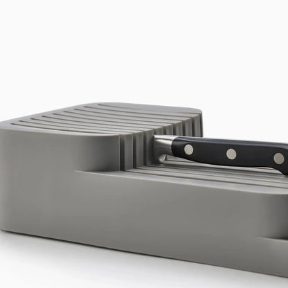 DrawerStore Compact 2-Tier Knife Organizer for 9 Knives - Grey