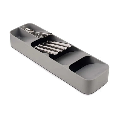 DrawerStore Compact Tiered Cutlery Organizer - Grey