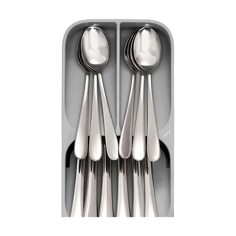DrawerStore Compact Tiered Cutlery Organizer - Grey