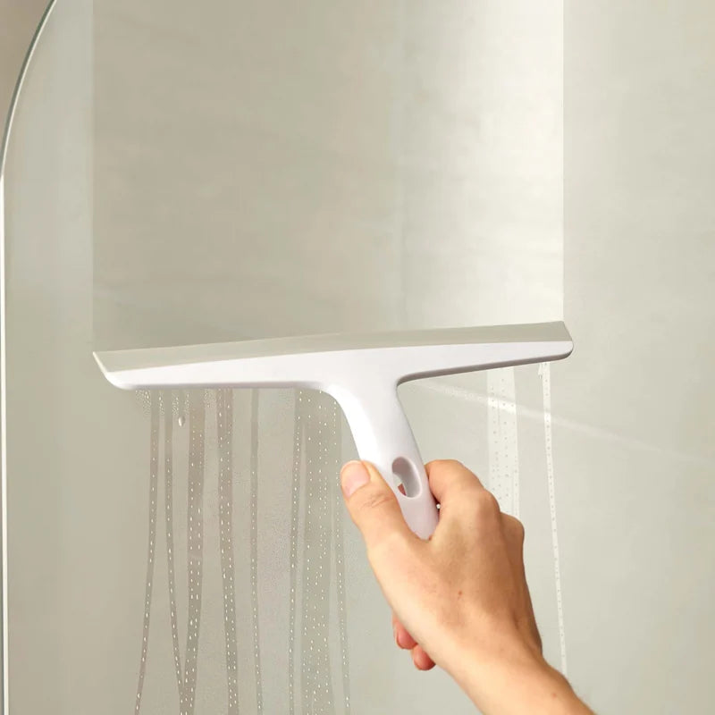 EasyStore Slimline Shower Squeegee with Suction Holder &amp; Hook - Light Grey