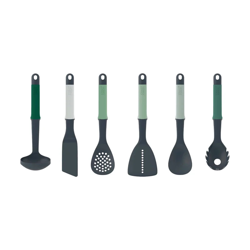 Elevate 6-Piece Kitchen Utensil Set with Rotating Carousel Stand - Sage Green