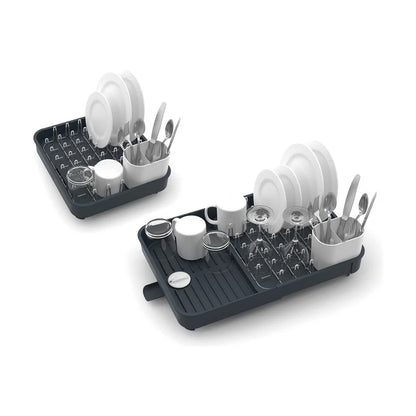 Extend Expandable Dish Drainer with Cutlery Holder &amp; Draining Spout - Grey