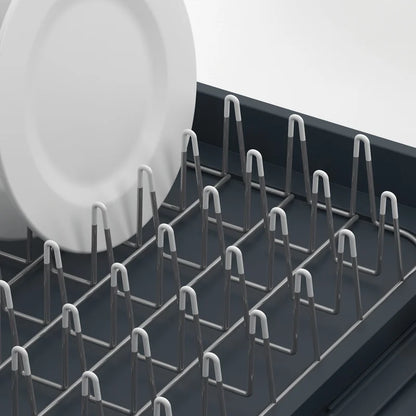 Extend Expandable Dish Drainer with Cutlery Holder &amp; Draining Spout - Grey