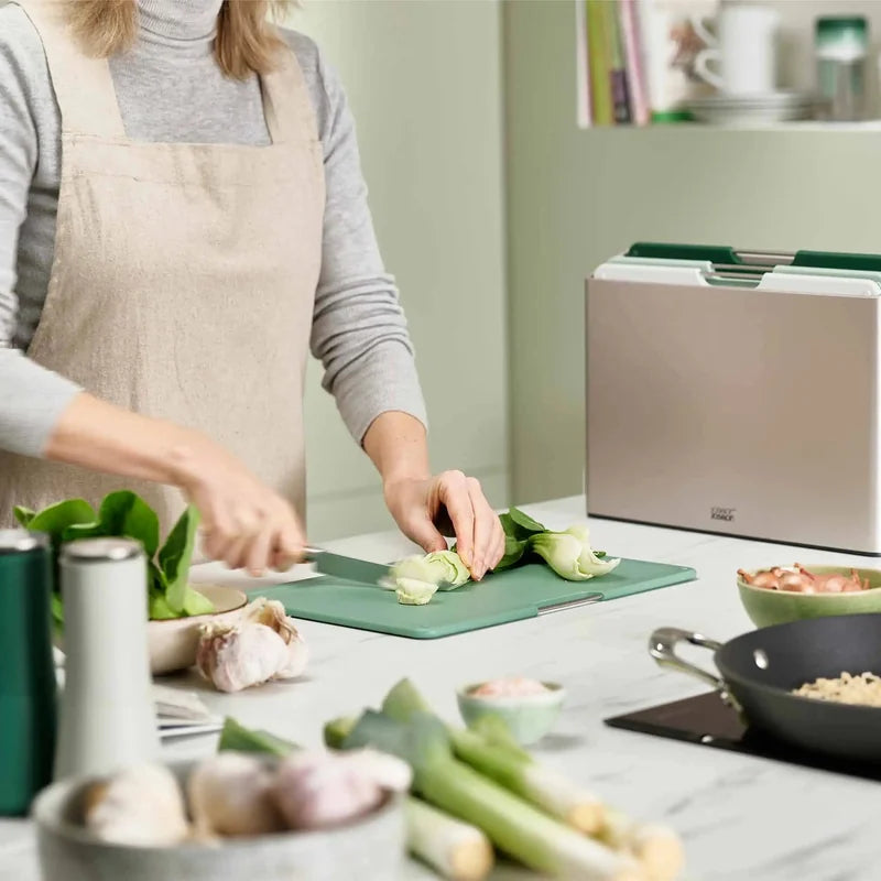 Folio Colour-Coded Chopping Board Set with Storage Case - Large, 4pcs, Green