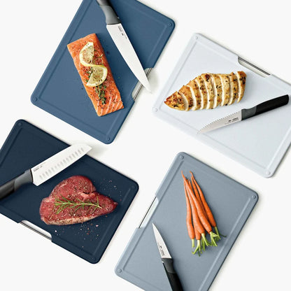 Folio Plus Knife &amp; Chopping Board Set with Storage Case - 8pcs, Grey
