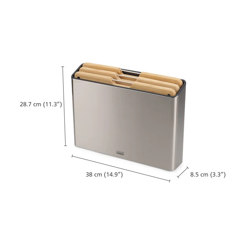 Folio Steel Bamboo Chopping Board Set with Stainless Steel Case - 3pcs