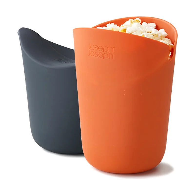 M-Cuisine Silicone Microwave Popcorn Maker Set - 2pcs, Orange &amp; Grey