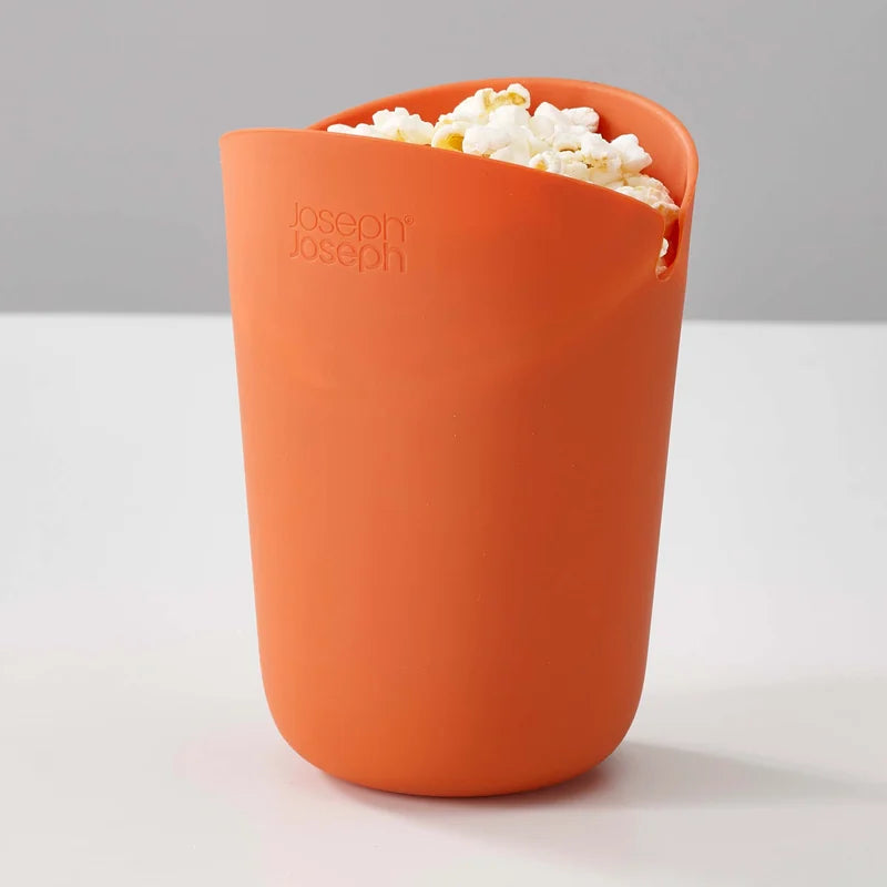 M-Cuisine Silicone Microwave Popcorn Maker Set - 2pcs, Orange &amp; Grey